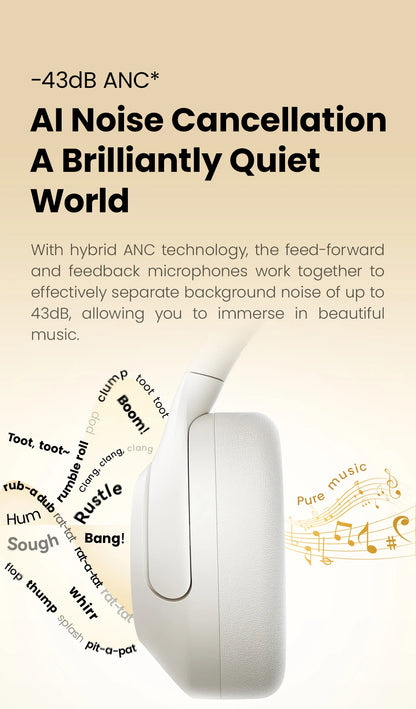 HAYLOU S30 ANC Over-Ear Headphones – 43dB Adaptive ANC, LDAC Hi-Res, 80Hr Battery, Memory Foam