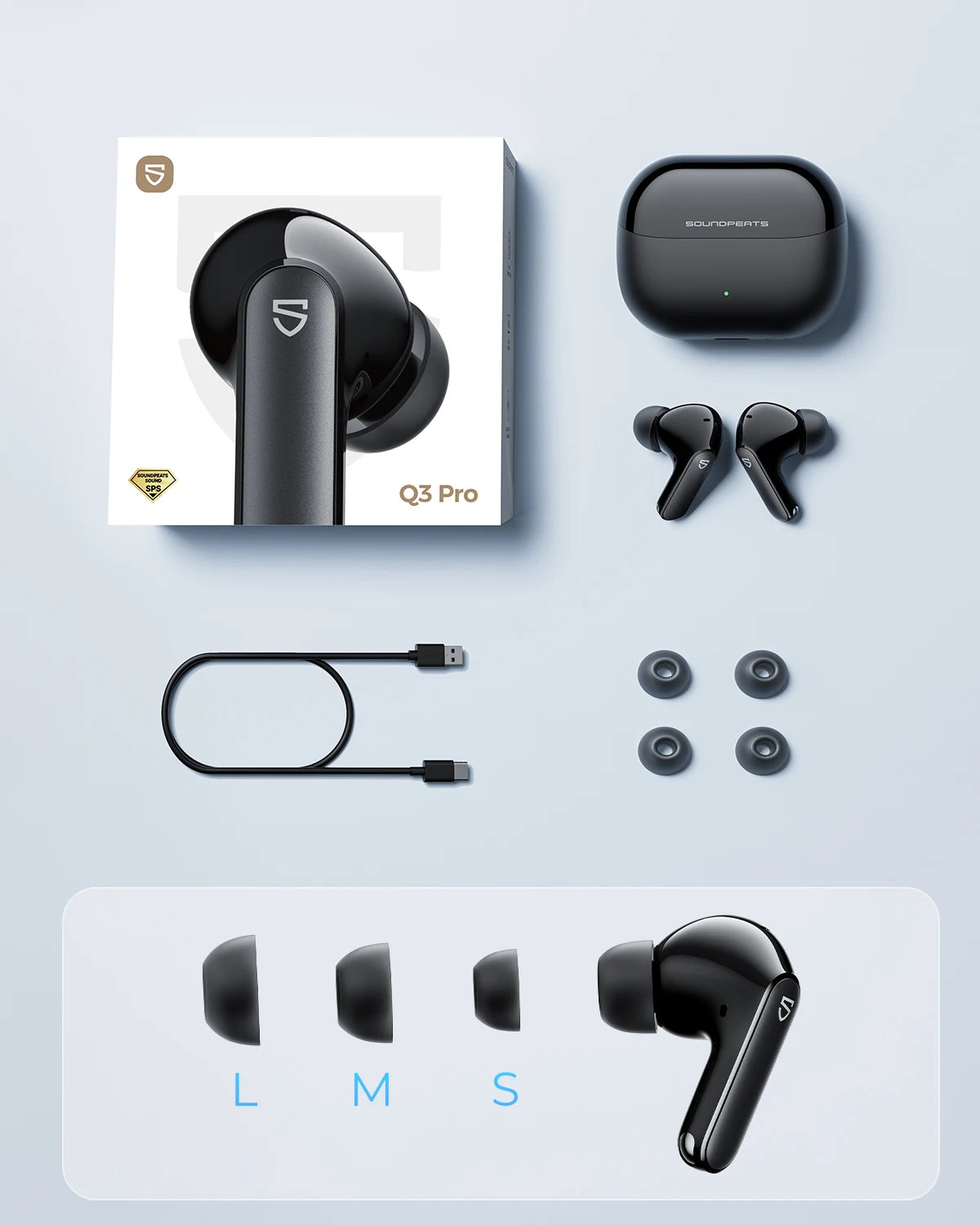 SoundPEATS Q3 Pro Wireless Earbuds – ANC, Bluetooth 6.0, 4-Mic, 42H Battery