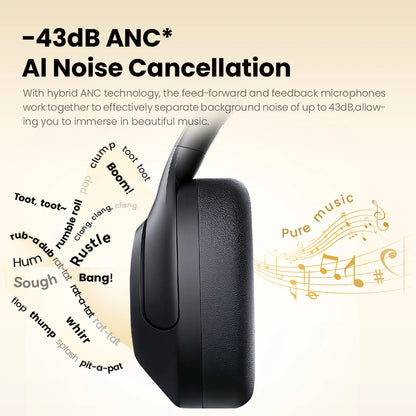 HAYLOU S30 ANC Over-Ear Headphones – 43dB Adaptive ANC, LDAC Hi-Res, 80Hr Battery, Memory Foam