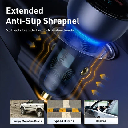 Baseus 65W PD Car Charger – QC 4.0 + QC 3.0, USB-C + USB-A, LED Display, Fast Charge