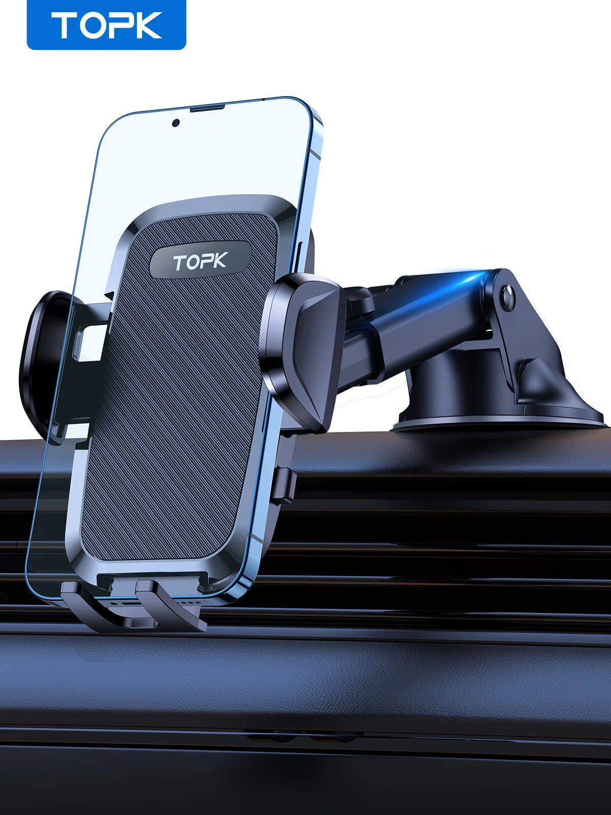 TOPK 4-in-1 Car Phone Holder – Dashboard, Windscreen & Air Vent Mount, Universal Fit