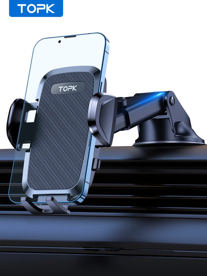 TOPK 4-in-1 Car Phone Holder – Dashboard, Windscreen & Air Vent Mount, Universal Fit