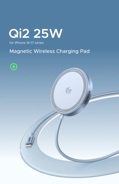 UGREEN Magflow 25W Qi2 Wireless Charging Pad – iPhone 16 & 17