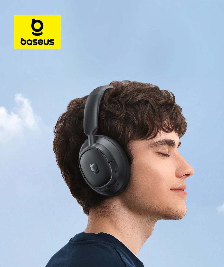 Baseus Bass EH10 NC ANC Headphones  -45dB Noise Cancelling, Bluetooth 6.0, 80Hr Battery, Spatial Audio