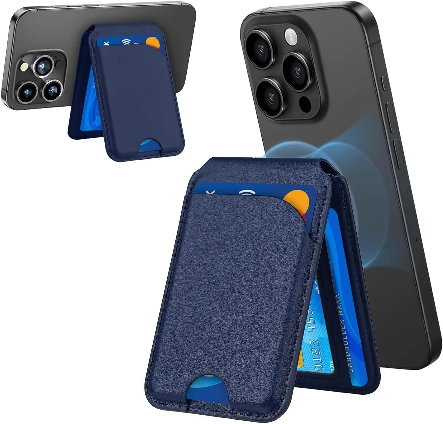GITFOS Magnetic Wallet Phone Stand – MagSafe Compatible, Leather Card Holder, iPhone 14/15/16/17