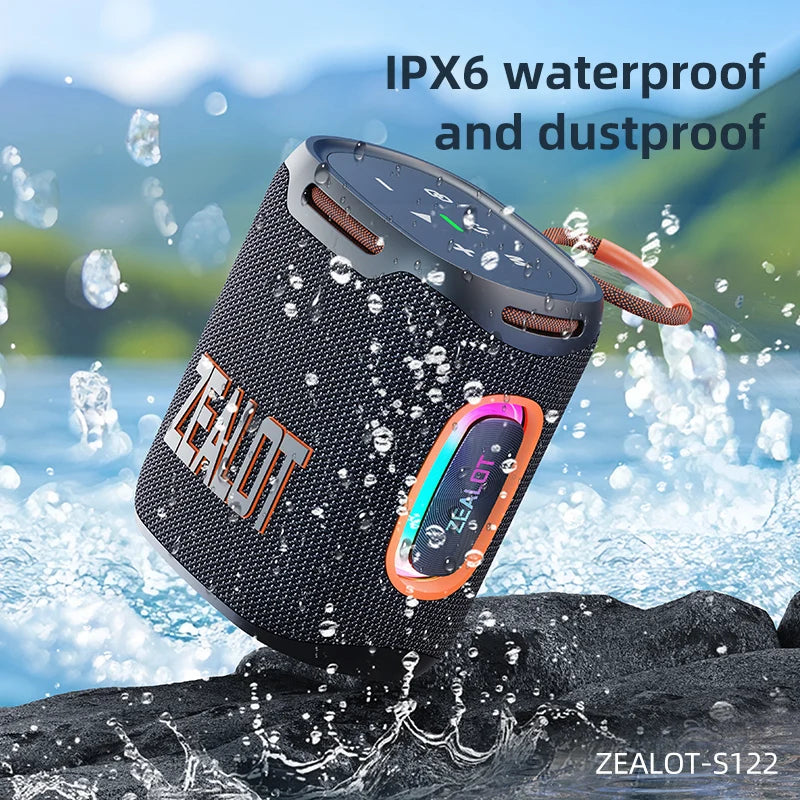 ZEALOT S122 25W Portable Bluetooth Speaker – IPX6 Waterproof, HiFi Stereo, TWS, 20Hr Battery