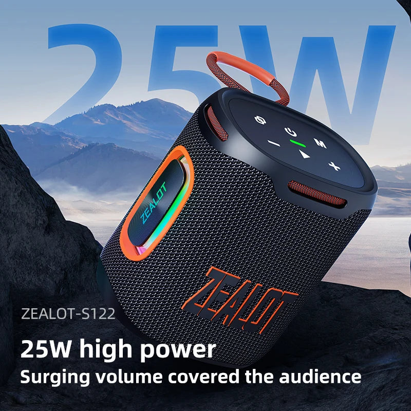 ZEALOT S122 25W Portable Bluetooth Speaker – IPX6 Waterproof, HiFi Stereo, TWS, 20Hr Battery