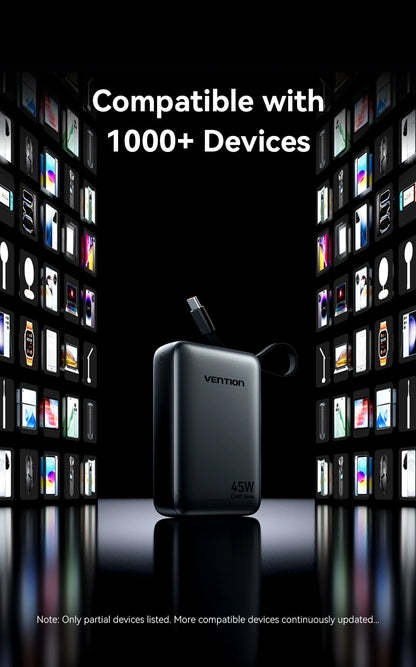 Vention 20000mAh Power Bank – 45W Fast Charging