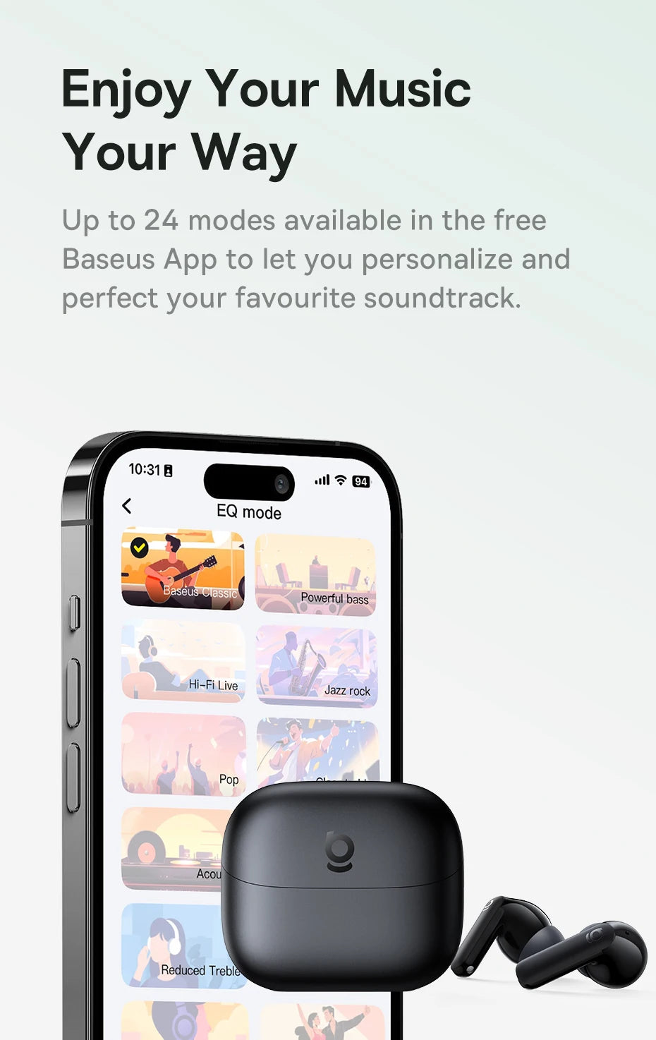 Baseus Bass EP10 ANC Earbuds – -43dB Noise Cancelling, Bluetooth 6.0, 41Hr Battery, 4-Mic ENC