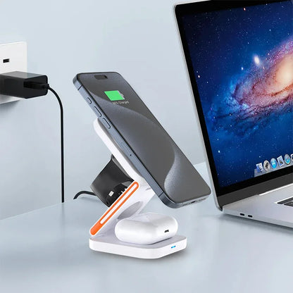 3-in-1 Foldable Magnetic Wireless Charging Station – iPhone, Watch & AirPods