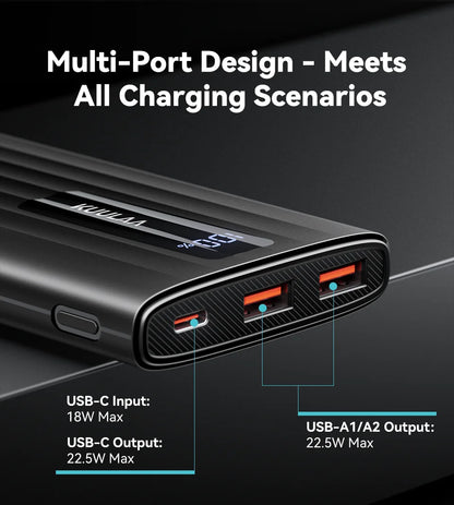 KUULAA Power Bank 22.5W – 10000mAh / 20000mAh, PD Fast Charge, Digital Display, USB-C + USB-A