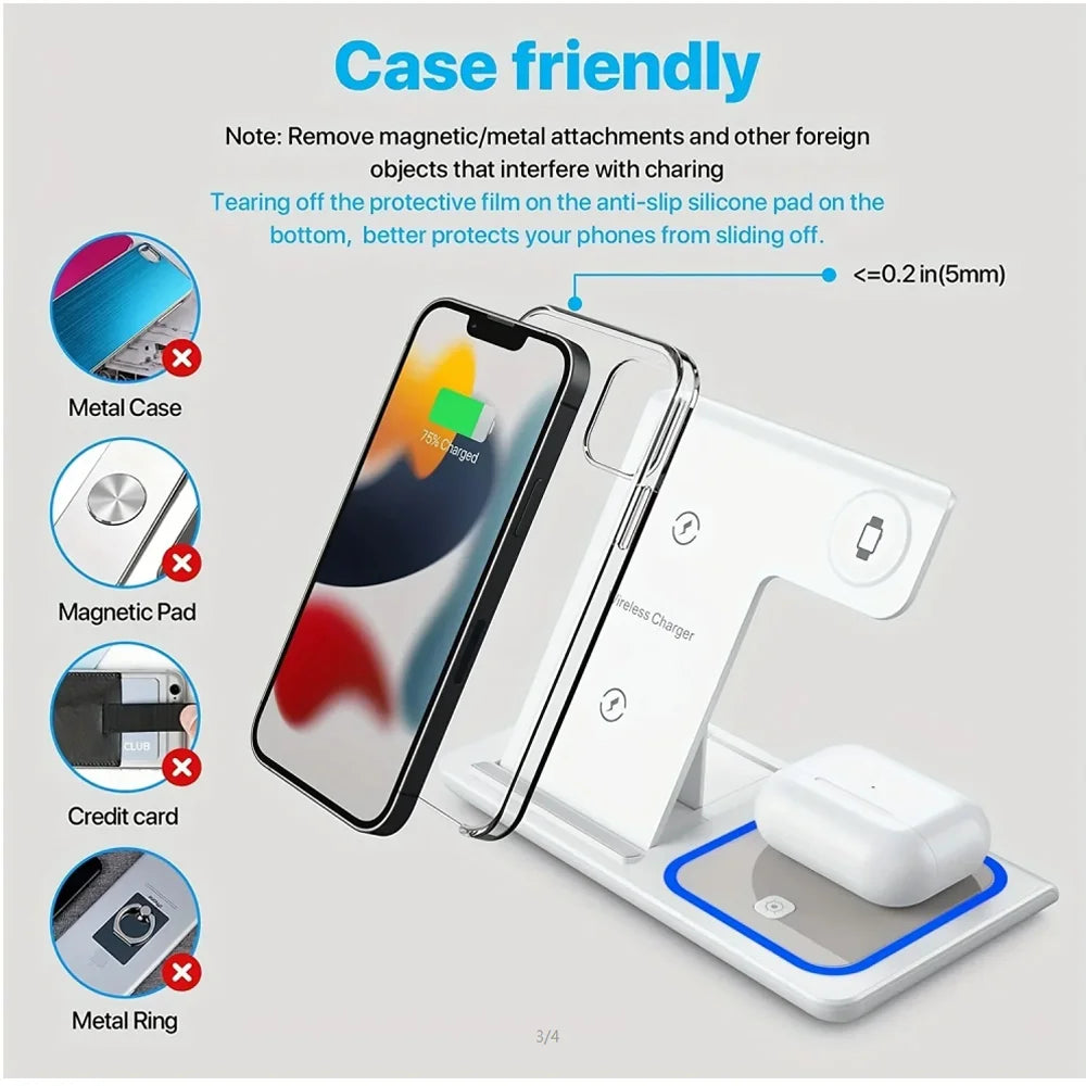 3-in-1 LED Foldable Wireless Charging Station – iPhone, Watch & AirPods