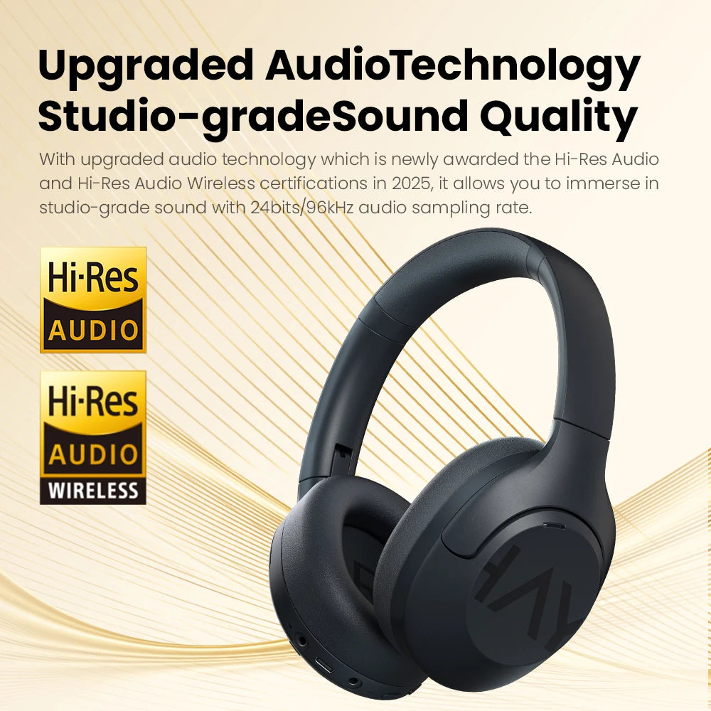 HAYLOU S30 ANC Over-Ear Headphones – 43dB Adaptive ANC, LDAC Hi-Res, 80Hr Battery, Memory Foam