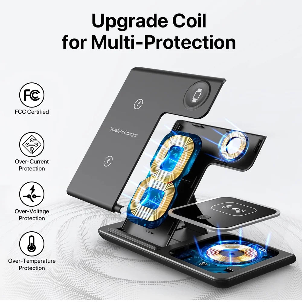 3-in-1 LED Foldable Wireless Charging Station – iPhone, Watch & AirPods