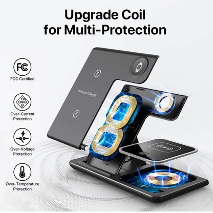 3-in-1 LED Foldable Wireless Charging Station – iPhone, Watch & AirPods