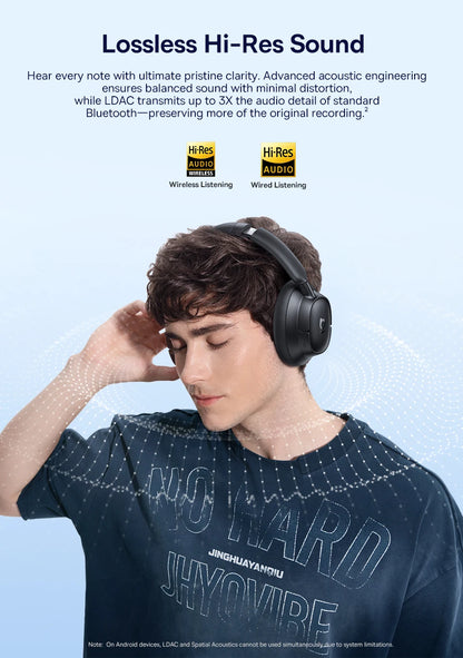 Baseus Bass EH10 NC ANC Headphones  -45dB Noise Cancelling, Bluetooth 6.0, 80Hr Battery, Spatial Audio