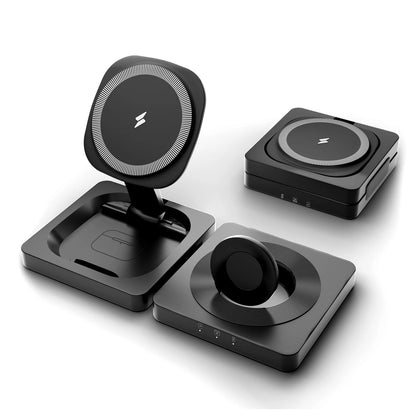 3-in-1 Foldable Magnetic Wireless Charging Station – Travel Ready