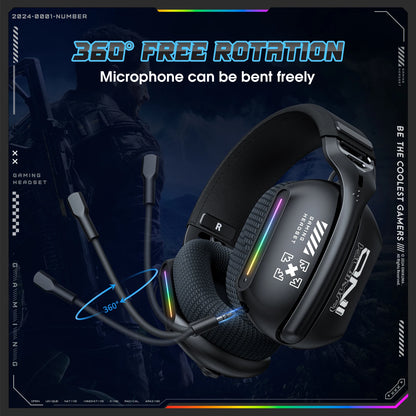 ONIKUMA GT808 Tri-mode Gaming Headset RGB Lighting 2.4G Wireless Gaming PC Wired Desktop with Headset   Ultra Long Life