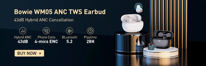 Baseus WM02 True Wireless Earbuds – Bluetooth 5.3, 25Hr Battery, Built-In Mic, USB-C