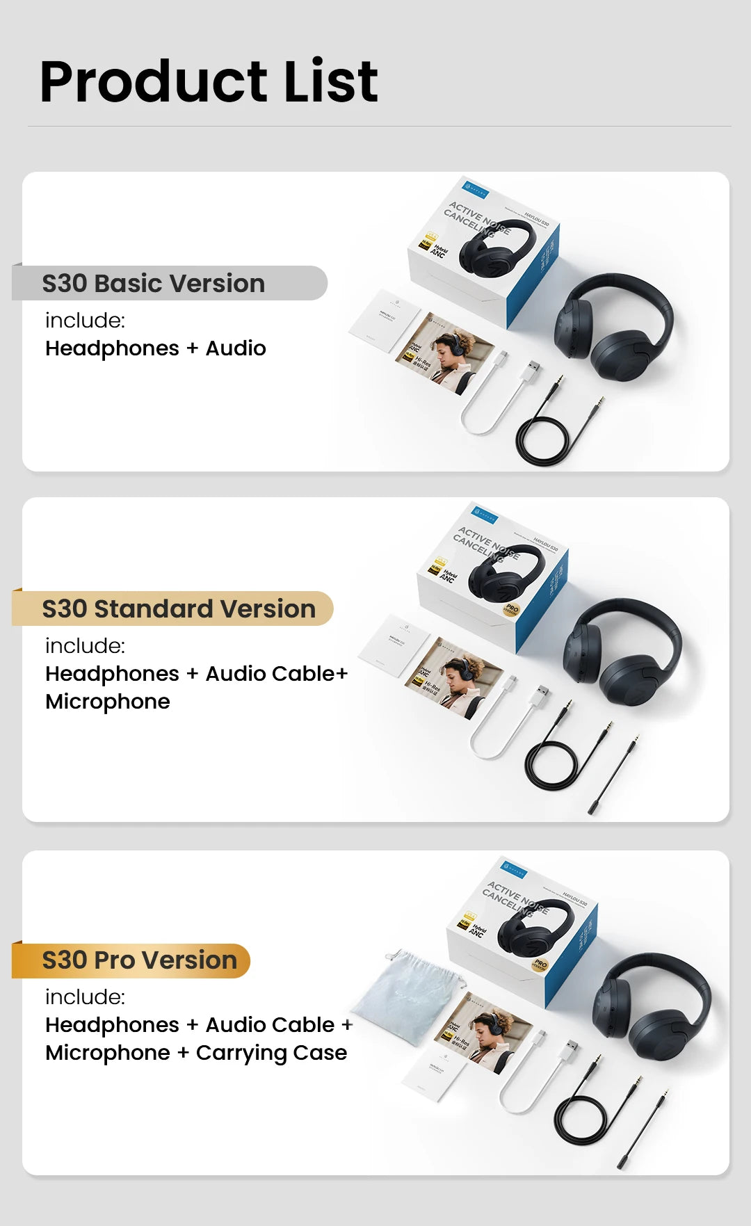 HAYLOU S30 ANC Over-Ear Headphones – 43dB Adaptive ANC, LDAC Hi-Res, 80Hr Battery, Memory Foam