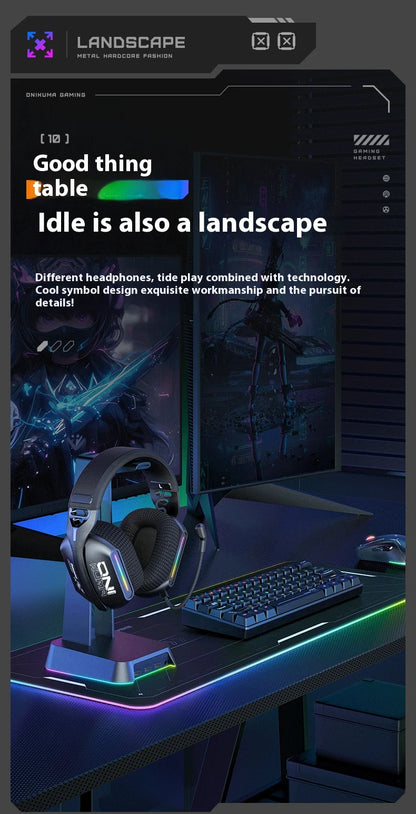 ONIKUMA GT808 Tri-mode Gaming Headset RGB Lighting 2.4G Wireless Gaming PC Wired Desktop with Headset   Ultra Long Life