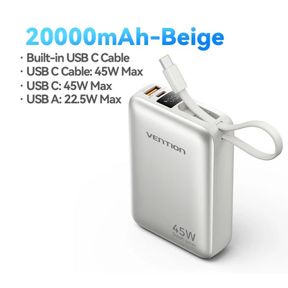Vention 20000mAh Power Bank – 45W Fast Charging