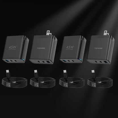 45W 3-Port GaN Wall Charger – USB-C & USB-A (2-Pack)