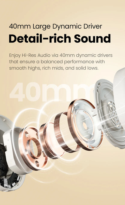HAYLOU S30 ANC Over-Ear Headphones – 43dB Adaptive ANC, LDAC Hi-Res, 80Hr Battery, Memory Foam