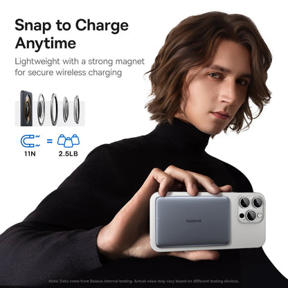 Baseus 5000mAh Magnetic Power Bank – 15W Wireless, 20W Wired, Card-Slim, MagSafe Compatible