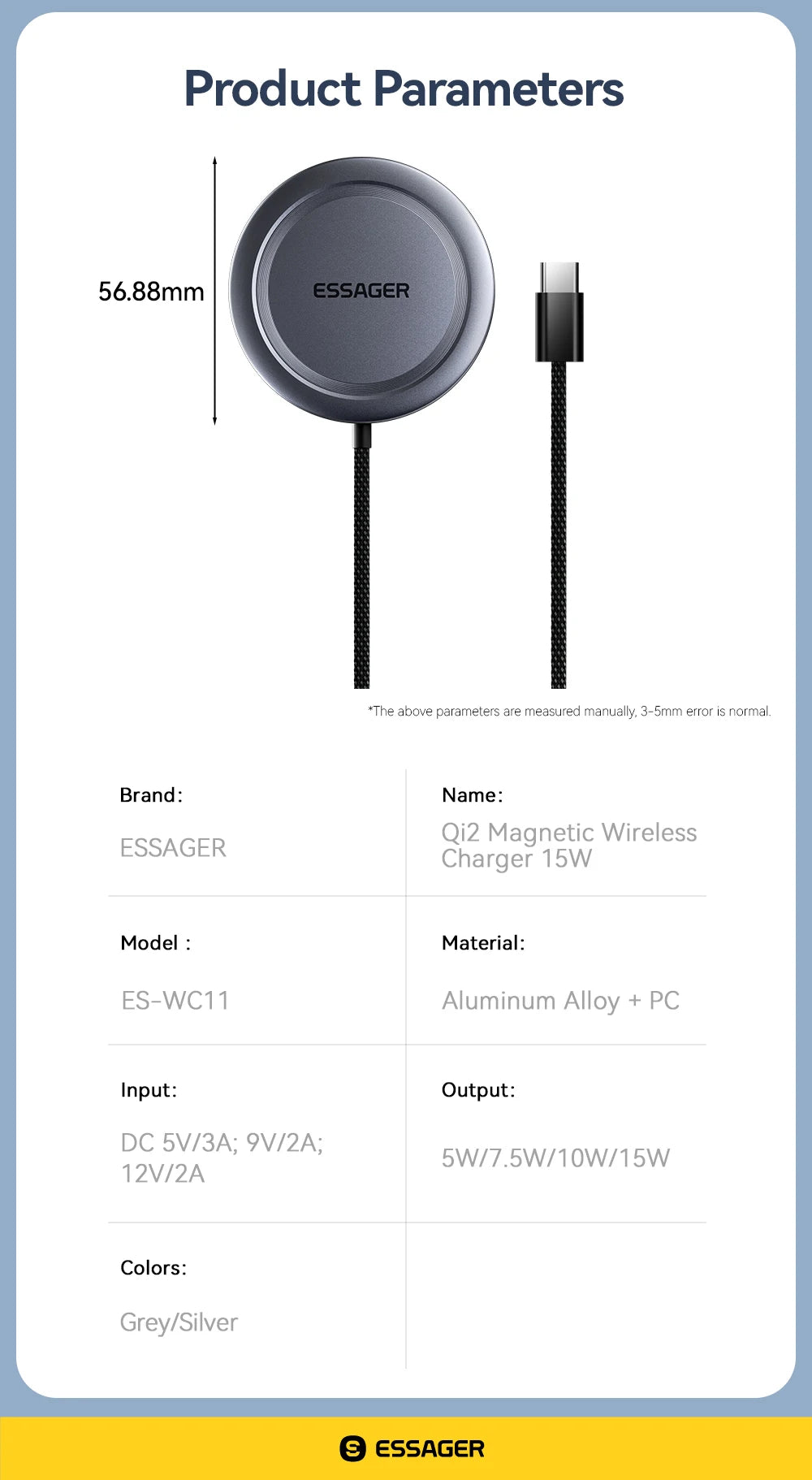 Essager 15W Qi2 Magnetic Wireless Charger Stand