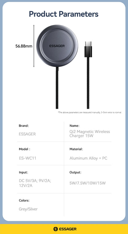 Essager 15W Qi2 Magnetic Wireless Charger Stand