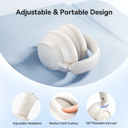 Baseus Bass EH10 NC ANC Headphones  -45dB Noise Cancelling, Bluetooth 6.0, 80Hr Battery, Spatial Audio