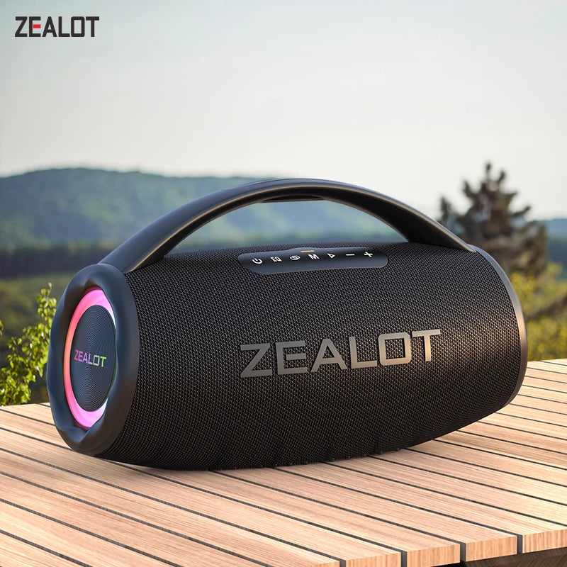 ZEALOT S97 80W Portable Bluetooth Speaker – RGB Lights, Waterproof, 360° Stereo, TWS