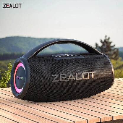ZEALOT S97 80W Portable Bluetooth Speaker – RGB Lights, Waterproof, 360° Stereo, TWS