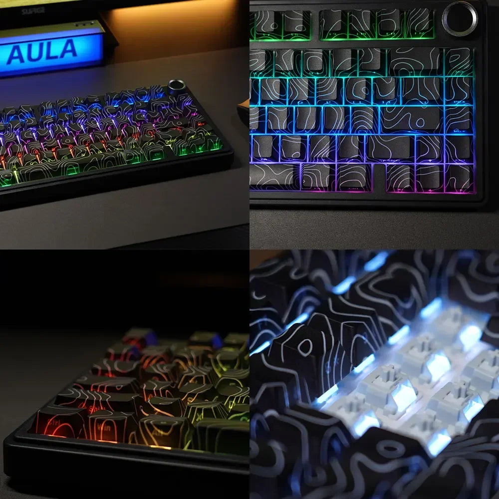 AULA F75 Wireless Gaming Mechanical Keyboard RGB Light Customized 75% Layout Tri Modes Contour Side Carved PBT Keycap Keyboard