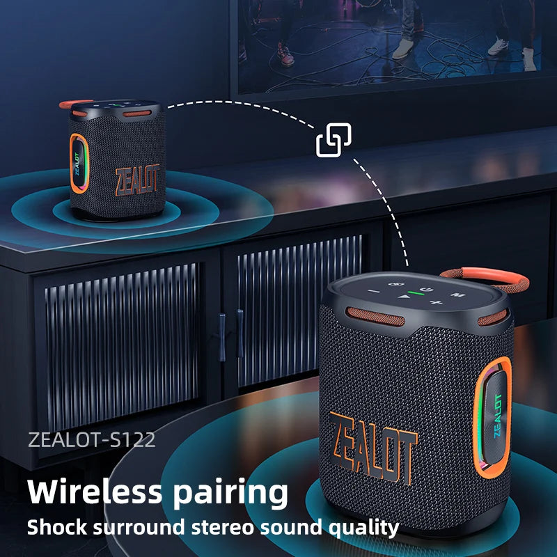ZEALOT S122 25W Portable Bluetooth Speaker – IPX6 Waterproof, HiFi Stereo, TWS, 20Hr Battery