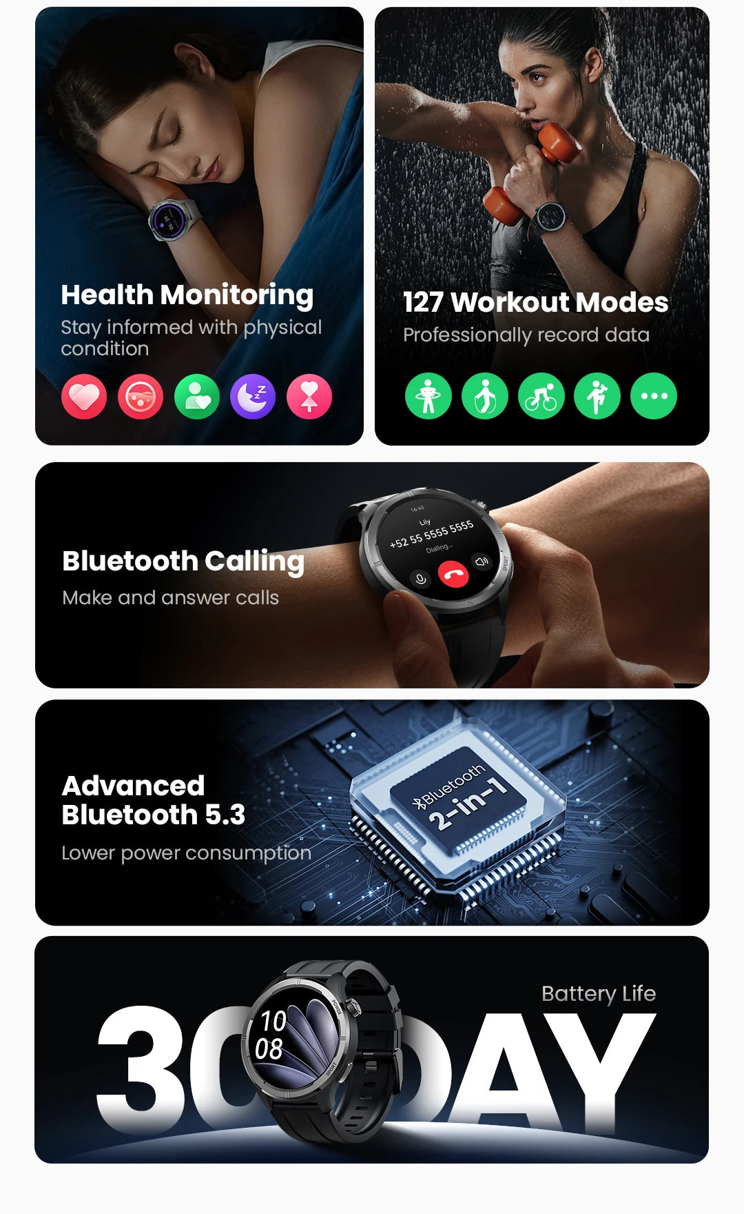 HAYLOU Solar Neo Smartwatch – 1.53" HD Display, 24H Health Monitoring, Bluetooth Calling