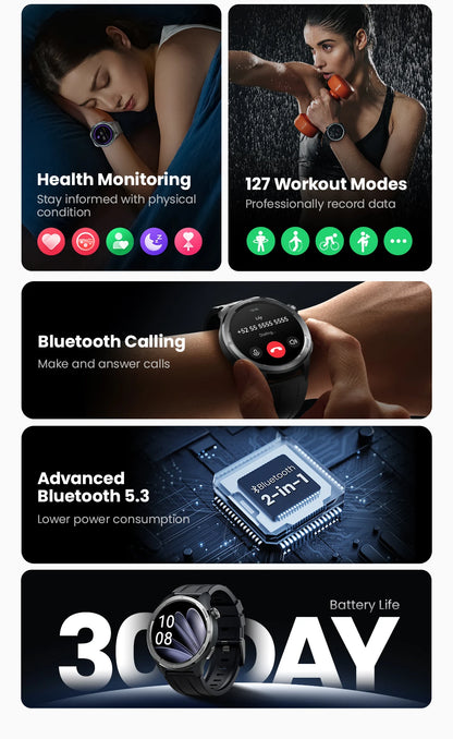 HAYLOU Solar Neo Smartwatch – 1.53" HD Display, 24H Health Monitoring, Bluetooth Calling