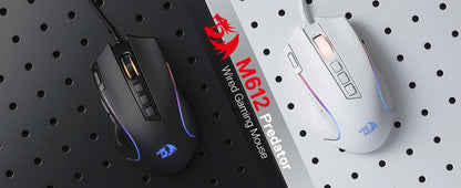 Redragon M612 Predator RGB Gaming Mouse – 8000 DPI, 11 Programmable Buttons, Wired, White