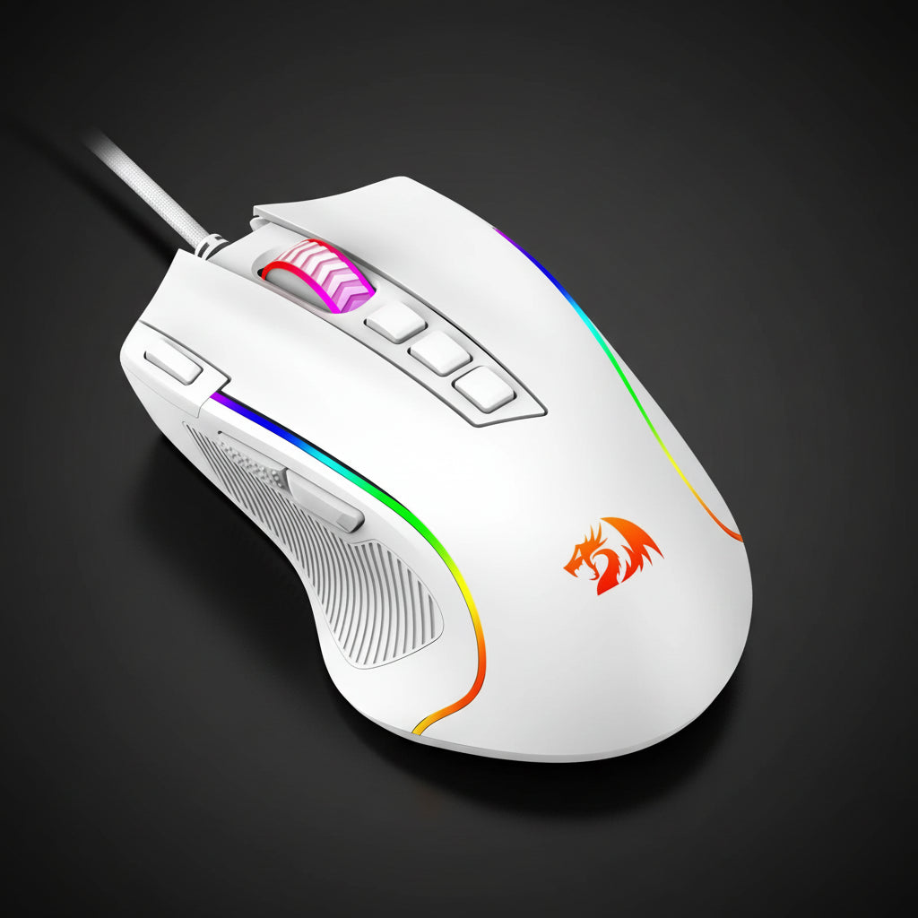 Redragon M612 Predator RGB Gaming Mouse – 8000 DPI, 11 Programmable Buttons, Wired, White