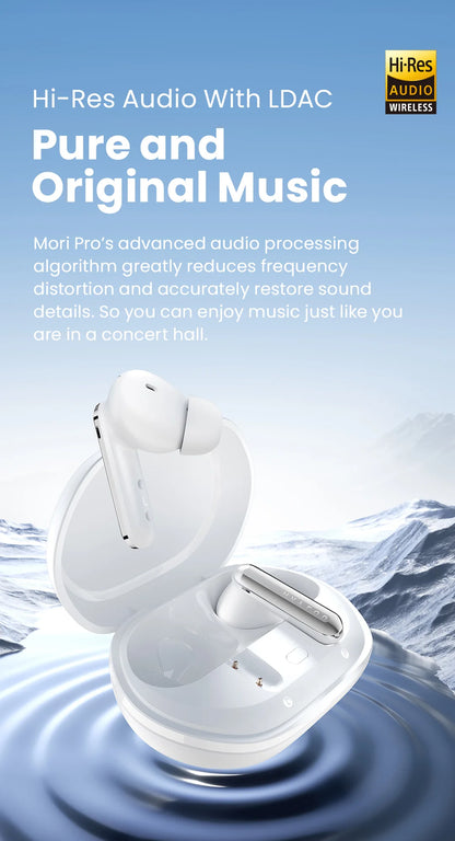 HAYLOU Mori Pro Wireless Earbuds – 43dB ANC, LDAC Hi-Res, 28H Battery