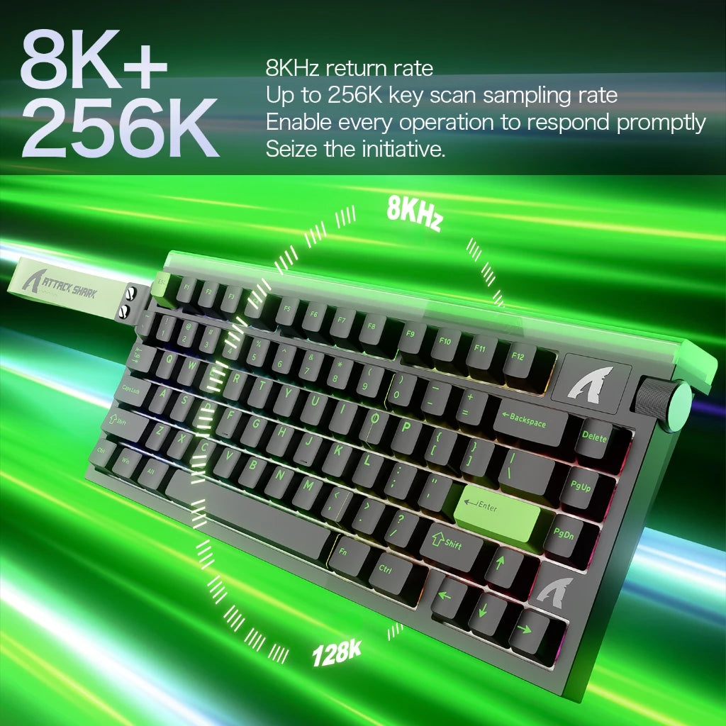 ATTACK SHARK R85HE Magnetic Axis Gaming Wire Keyboard 8KHz Rate 0.005mm RT Precision Adjustable 5 Layer Soundproof Filling RGB