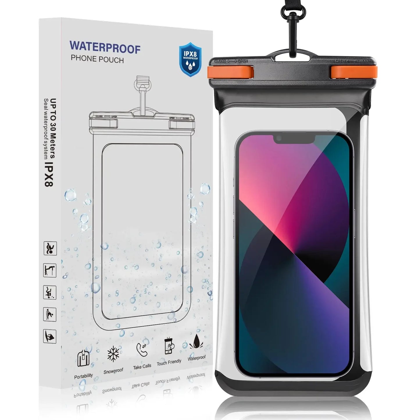 HAISSKY Waterproof Phone Pouch – Clip & Lanyard, Touch Sensitive