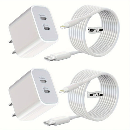 40W Dual USB-C Fast Charging Wall Charger – iPhone Compatible (2-Pack)
