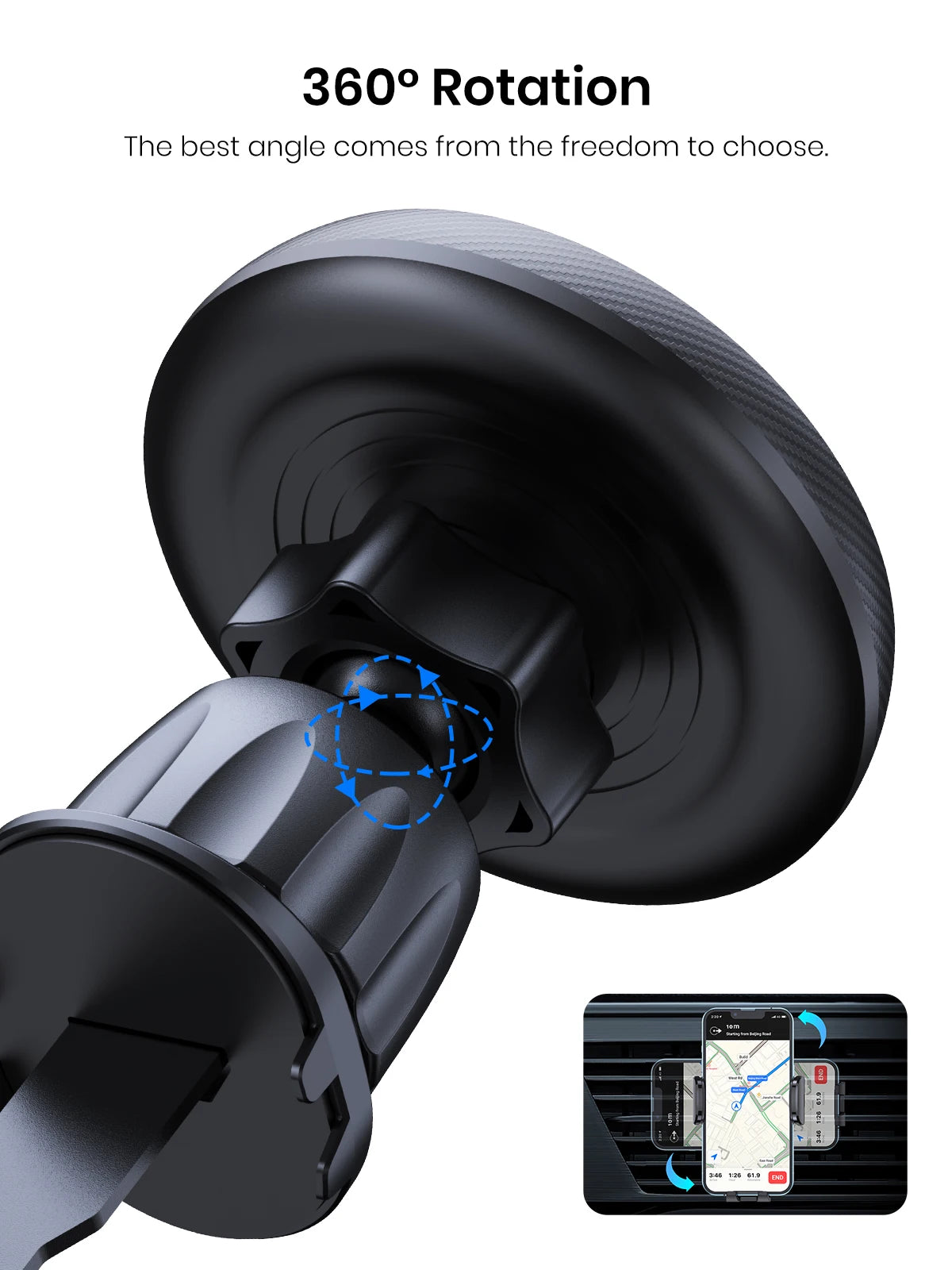 TOPK 360° Magnetic Car Phone Mount – 20 Strong Magnets