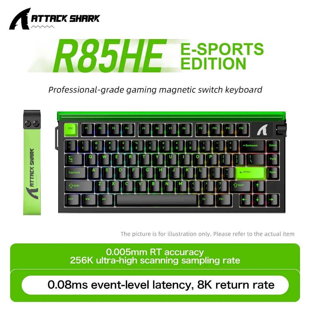 ATTACK SHARK R85HE Magnetic Axis Gaming Wire Keyboard 8KHz Rate 0.005mm RT Precision Adjustable 5 Layer Soundproof Filling RGB