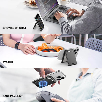 GITFOS Magnetic Wallet Phone Stand – MagSafe Compatible, Leather Card Holder, iPhone 14/15/16/17