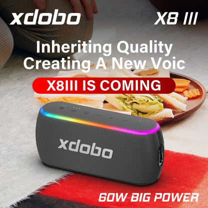 XDOBO X8 III 60W Portable Bluetooth Speaker – Deep Bass, IPX7, 6600mAh Power Bank