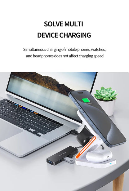 3-in-1 Foldable Magnetic Wireless Charging Station – iPhone, Watch & AirPods