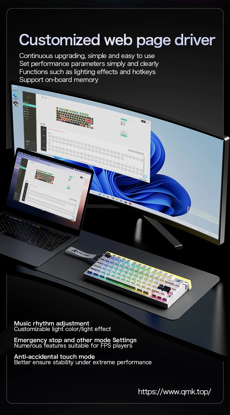 ATTACK SHARK R85HE Magnetic Axis Gaming Wire Keyboard 8KHz Rate 0.005mm RT Precision Adjustable 5 Layer Soundproof Filling RGB